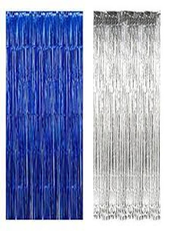 SOI Tinsel Curtains | Blue & Silver - Birthday Decoration (Pack of 2) - Image 1